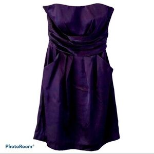 David’s bridal purple Satin  strapless mini dress Sz 12